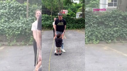 Can Bonomo oğlu Roman ile keyifli anlarını paylaştı! Birlikte ip atladılar