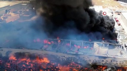 Gaziantep'teki fabrika yangını böyle görüntülendi