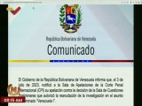 Comunicado | Gobierno de Venezuela informó a la CPI su apelación del asunto denominado “Venezuela I