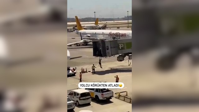 Sabiha Gökçen’de bir yolcu uçağı kaçırınca körükten aprona atlayarak ortalığı birbirine kattı
