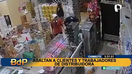 Áncash: En menos de 2 minutos asaltan violentamente tienda distribuidora