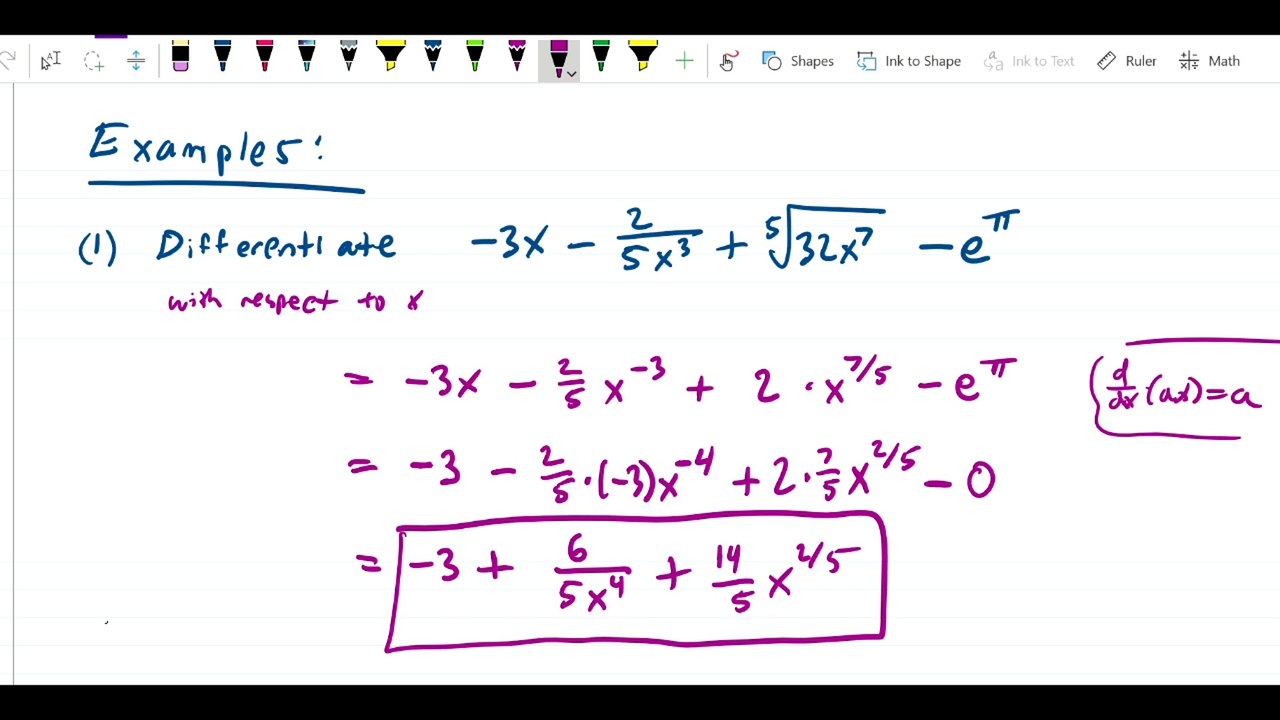Derivative rules - Examples finding compound derivatives