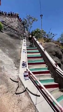 Bicyclist Fails to Make It Down Stairs