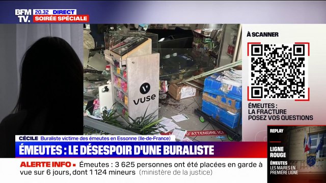 On a assisté à la scène, on ne pouvait même pas intervenir : Le témoignage d'une buraliste victime deux soirs de suite des émeutes en Essonne