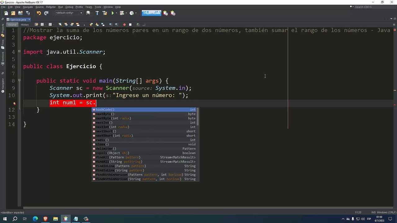 Mostrar la suma de los números pares en un rango de dos números, también sumar el rango de los números en Java