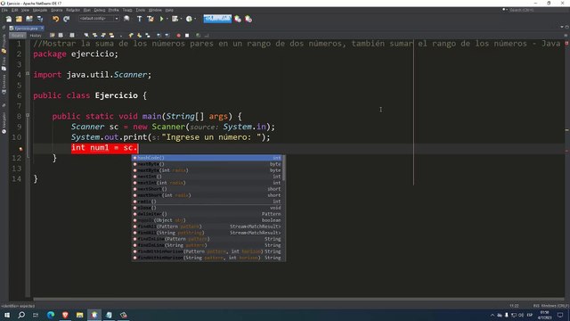 Mostrar la suma de los números pares en un rango de dos números, también sumar el rango de los números en Java