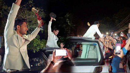 മഴ വക വയ്ക്കാതെ തുറന്ന വാഹനത്തിൽ അഖിൽ മാരാരുടെ മാസ്സ് എൻട്രി