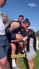 Caring stepdad lets his stepdaughter put lipstick on him in front of everyone II Heartsome