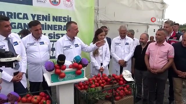 Volkanik cüruf kullanılarak domates yetiştirilen serada ilk hasat yapıldı