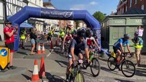 Hundreds of cyclists depart Castle Street on the Farnham Charity Bike Ride 2023