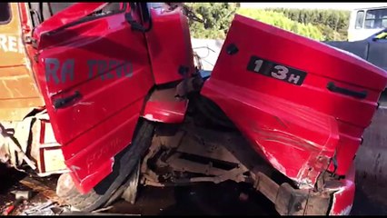 Quatro caminhões se envolvem em forte colisão na BR-163, no Contorno Oeste