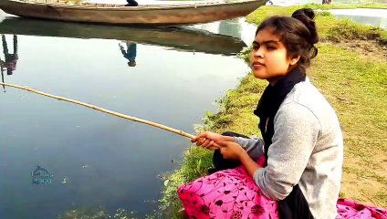 Download Video: Hook Fishing - Traditional Hook Fishing - Beautiful Girl Fishing With Hook