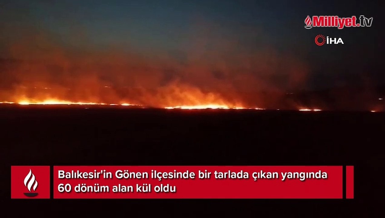 Gönen'de anız yangını! 60 dönüm yer kül oldu