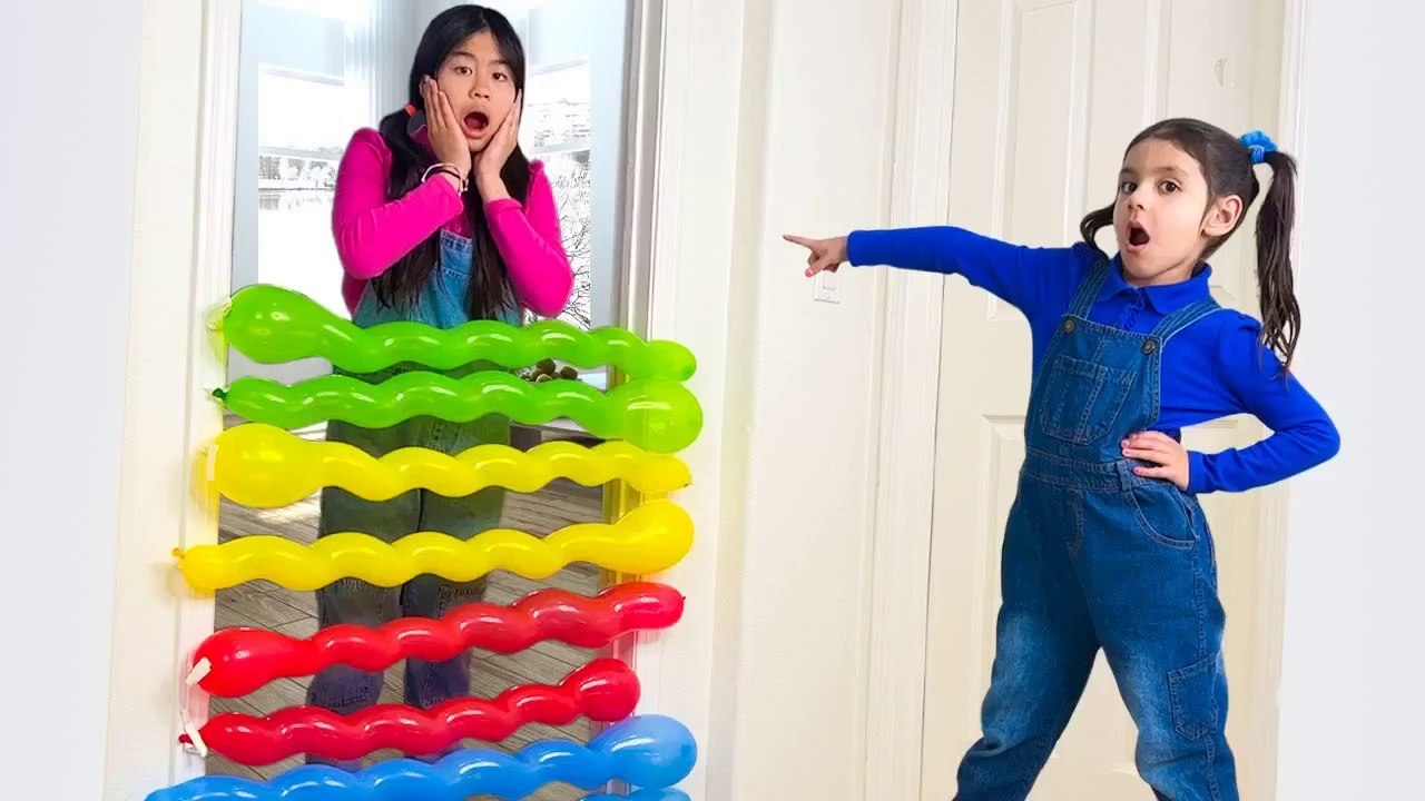 Maddie & Jannie's Colorful Balloon Challenges Adventure