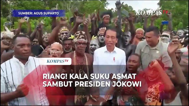 Momen Presiden Jokowi Disambut Riang saat Temui Warga Suku Asmat, Papua Selatan