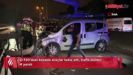 Kocaeli’de kaza! Araçlar takla attı, trafik durdu