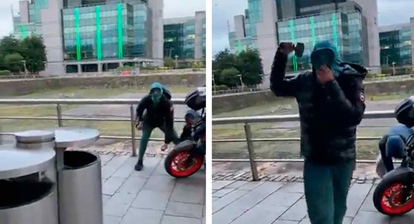 Video: Thieves threaten man recording motorcycl...