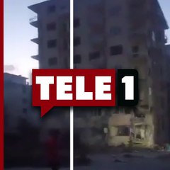 Malatya'da hayrete düşüren görüntü! Depremde ağır hasar gören binayı attığı taşla yıktı