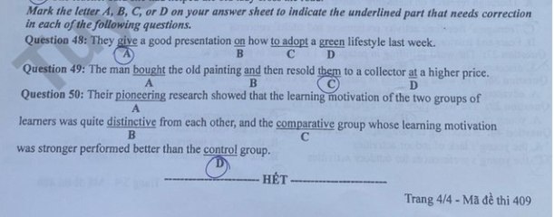 Câu hỏi tiếng Anh thi tốt nghiệp gây tranh cãi: Bộ GD&ĐT đồng ý cả 2 đáp án