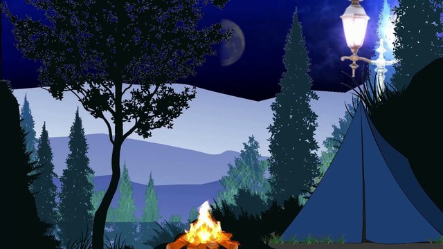 Fireplace Crackling and Cricket's Chirping Relaxing sounds while Camping In The Forest At Night