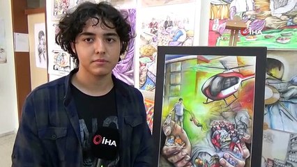 Vali Akkoyun, liseli gencin çizdiği depremzede aile resmini sahibine gönderdi