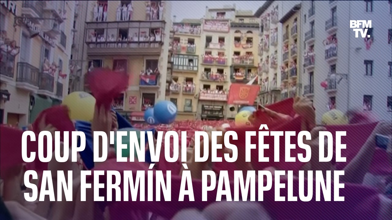 Coup d'envoi des fêtes de San Fermín, à Pampelune en Espagne