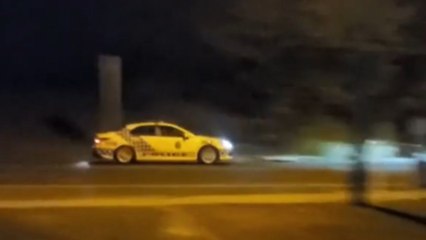 Police officers successfully and safely spike a car that's stolen