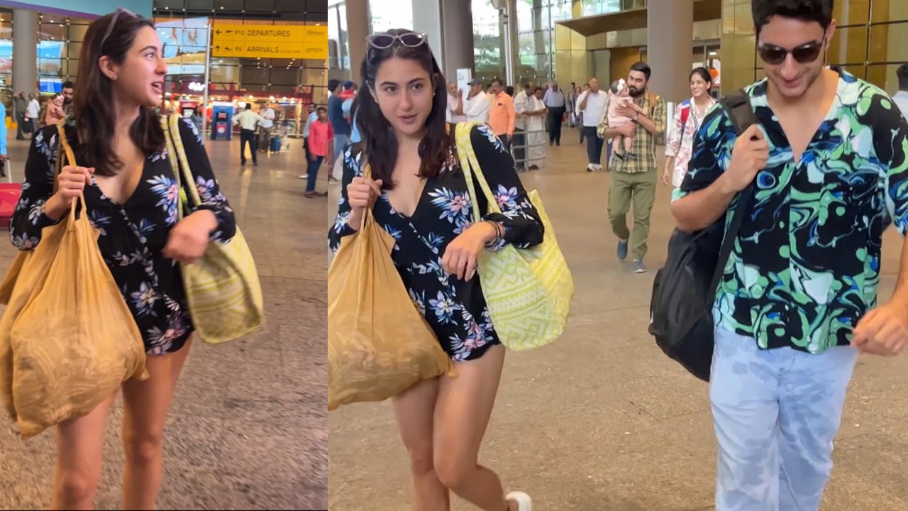 Sara Ali Khan & Ibrahim Ali Khan come back from Beach vacation, सामान खुद उठाए ऐसे Airport पर दिखे!