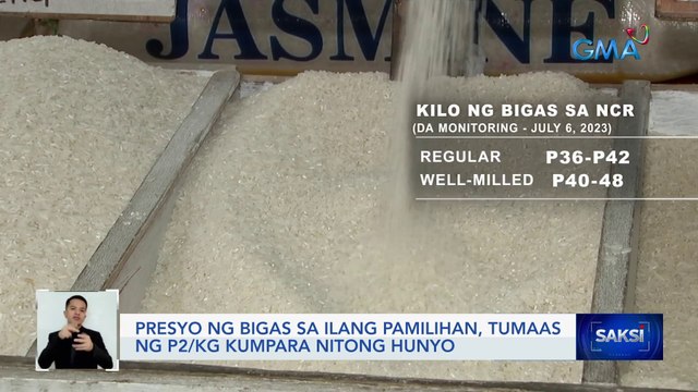 Presyo ng bigas sa ilang pamilihan, tumaas ng p2/kg kumpara nitong Hunyo | Saksi