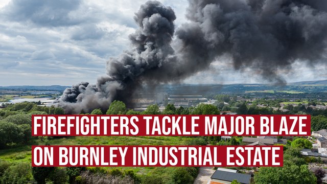 Footage as firefighters tackle major blaze on Burnley industrial estate