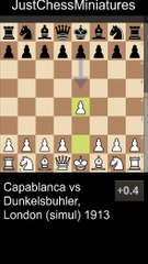 Capablanca sacrifices the Queen and wins with the Opera checkmate