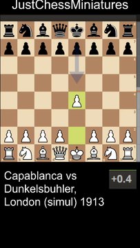 Capablanca sacrifices the Queen and wins with the Opera checkmate