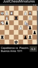 Capablanca forks the King and a Rook with a Pawn