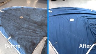 How a moldy boat cover is deep cleaned