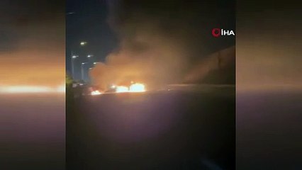 Akaryakıt yüklü tanker bomba gibi patladı