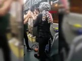 Metrobüste kadın yolcular birbirine girdi