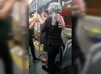 Metrobüste tekme tokat kavga