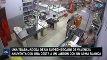 Una trabajadora de un supermercado de Valencia ahuyenta con una cesta a un ladrón con un arma blanca