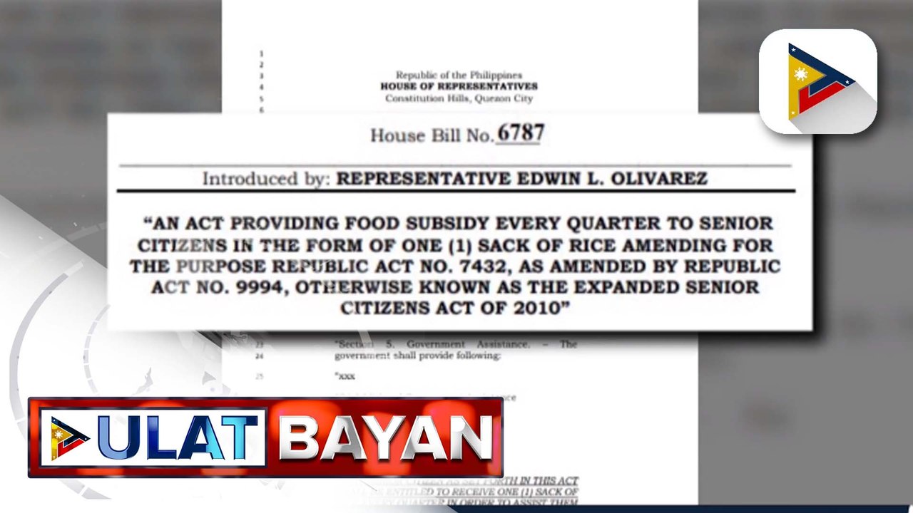 Pagbibigay ng food subsidy sa mga senior citizen, isinusulong sa Kamara