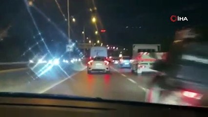 Makas atarken motorcuyu sürükledi