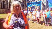 Teaching union members met at Chichester Cathedral for a march