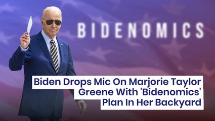 Télécharger la video: Biden Drops Mic On Marjorie Taylor Greene With 'Bidenomics' Plan In Her Backyard: 'I'll Be There For The Groundbreaking'