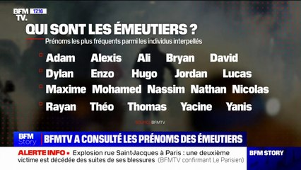 Émeutes: les prénoms les plus fréquents parmi les individus interpellés