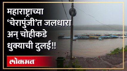 महाराष्ट्राच्या 'चेरापुंजी'त पर्यटक लुटतायेत मनमुराद आनंद, अंगावर जलधारा झेळण्यास अन् धुक्याच्या दुलई आनंद लुटण्यास गर्दी