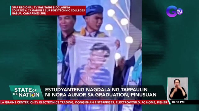 Estudyanteng nagdala ng tarpaulin ni Nora Aunor sa graduation, pinusuan | SONA