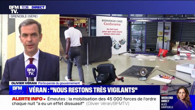 Violences et pillages: selon Olivier Véran, la mobilisation des 45.000 forces de l'ordre chaque nuit a eu un effet dissuasif