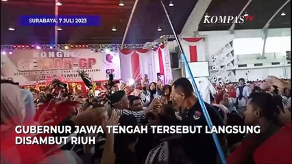 Teriakan Emak-emak Sambut Ganjar Pranowo di Surabaya