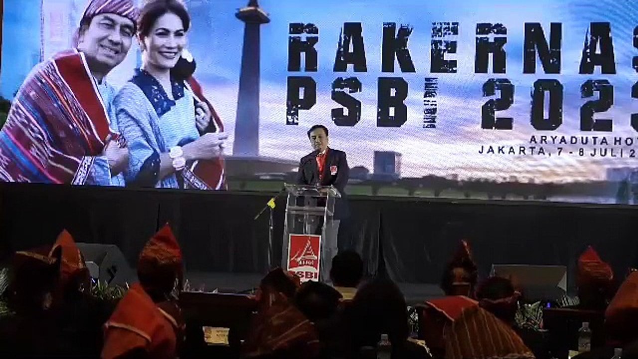 Menteri Pertahanan Prabowo Subianto Mmembuka Rakernas Punguan Simbolon Dohot Boruna Indonesia