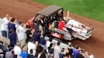 Yankees cameraman stretchered off pitch after being hit in head by baseball