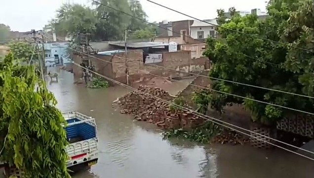 श्रीकरणपुर में 60 एमएम बरसात, गलियों में नजर आया पानी ही पानी